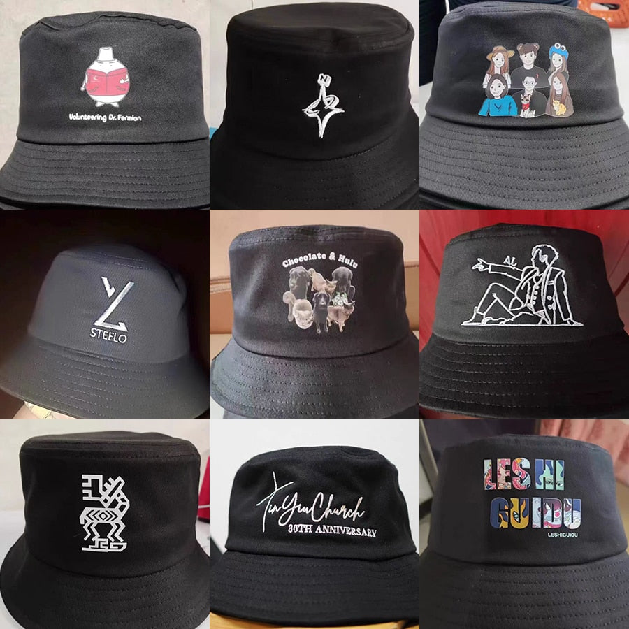 Custom Logo Design Bucket Hat Brim Kpop Panama Bob Bucket Gorros Women