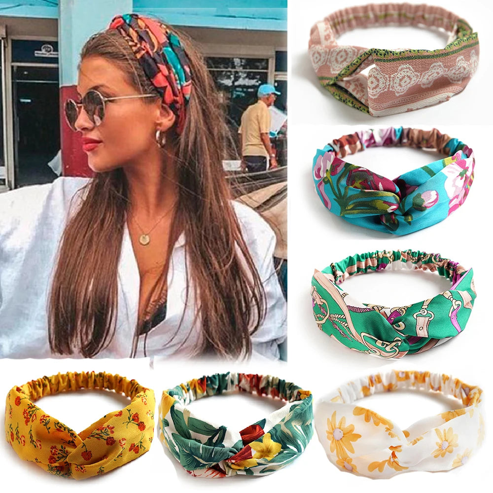 Fashion Women Girls Summer Bohemian Hair Bands Print Headbands Vintage