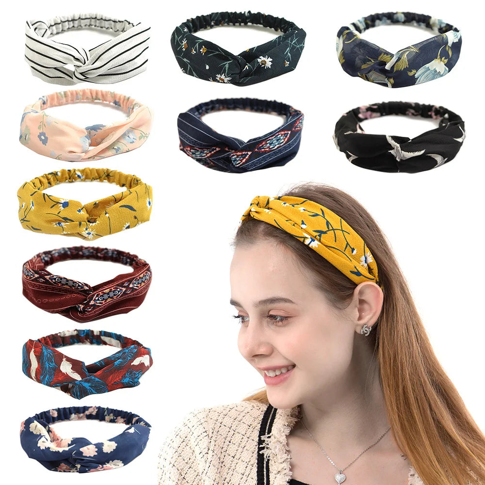 Fashion Women Girls Summer Bohemian Hair Bands Print Headbands Vintage