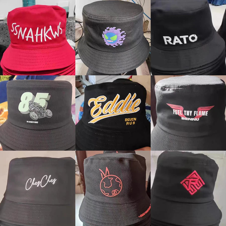 Custom LOGO Design Bucket Hat Women Men Embroidered Print Logo Summer