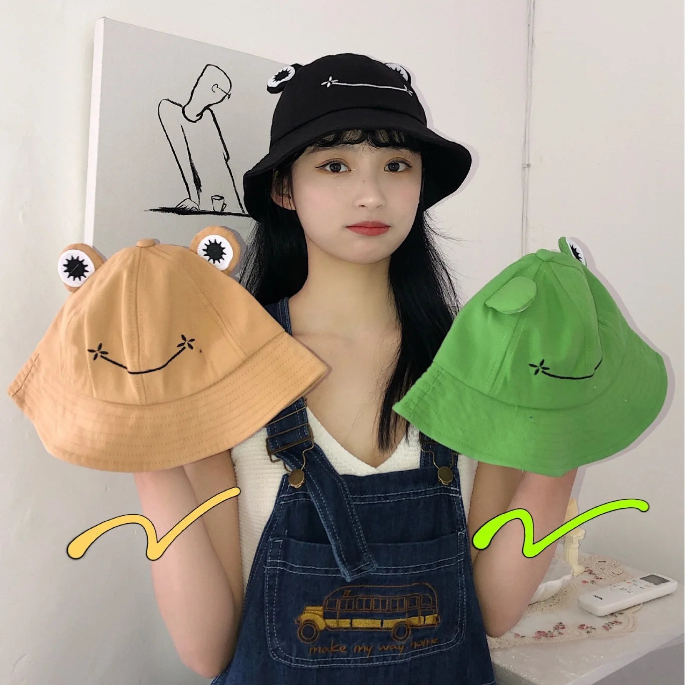 Unisex Cute Frog Style Personality Bucket Hats Fishermen Caps Outdoor