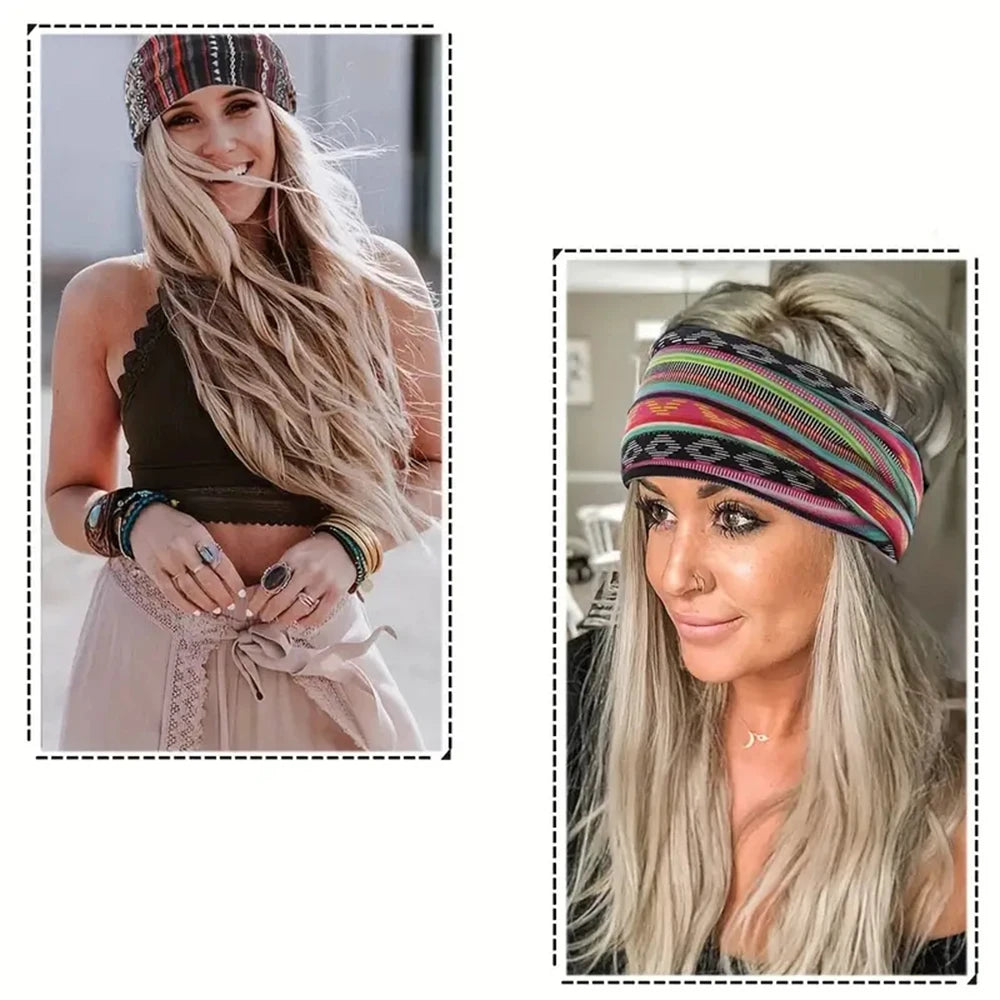 1 Pcs European American Women'S Bohemian Style Elastic Headscarf