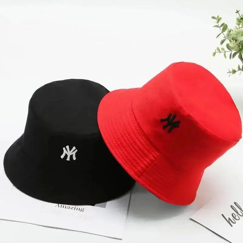 Unisex Letter Embroidery Personality Two-sided Bucket Hats Fishermen